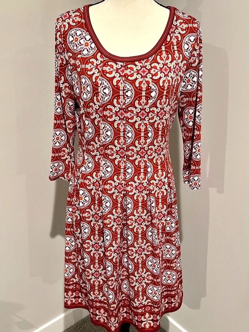 Max Studio Geometric Mini Dress in Red & White Size Small Like New